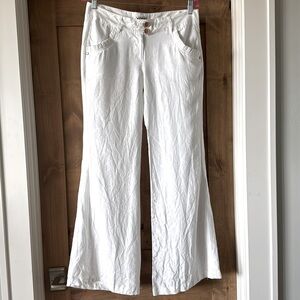 XOXO Jeans 100% Linen Pants Womens 9/10 wide leg Bell bottom flowey Beach Boho